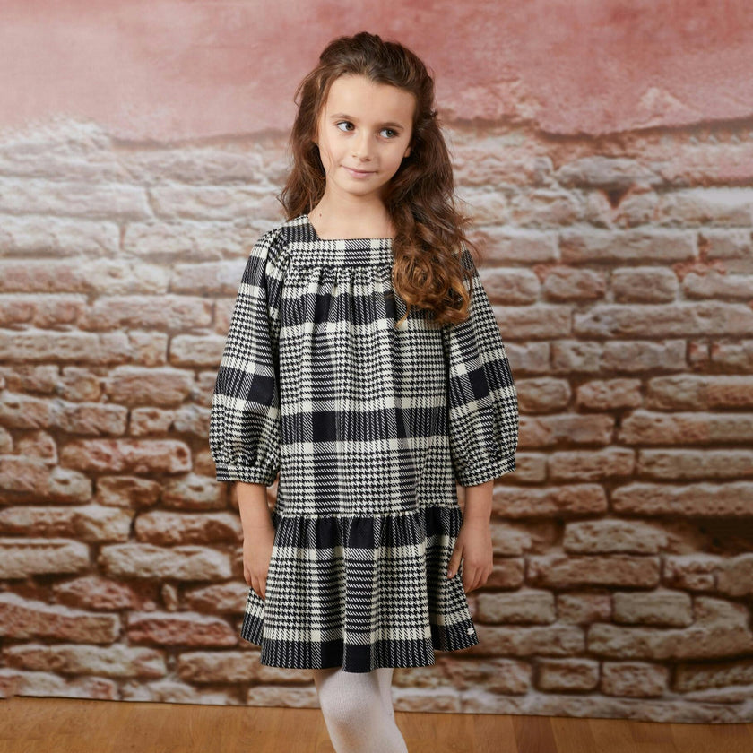 Retro Houndstooth Cotton-Blend Dress