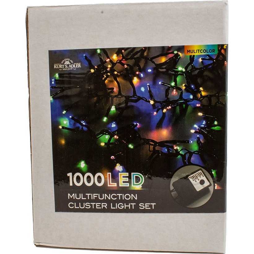 CUL 1000-Light 33-Foot Cluster Garland with Multi-Color 3MM LED Bulbs