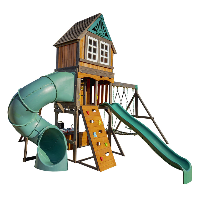 Flagstaff Fort Wooden Outdoor Swing Set