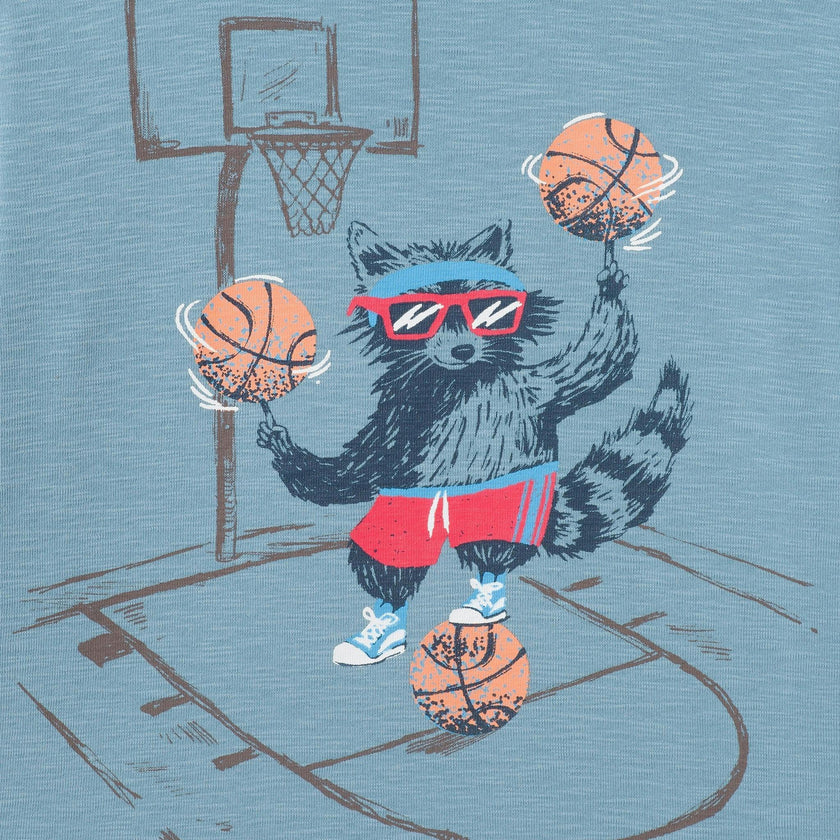 Two-Fer Graphic Tee | Basketball Raccoon