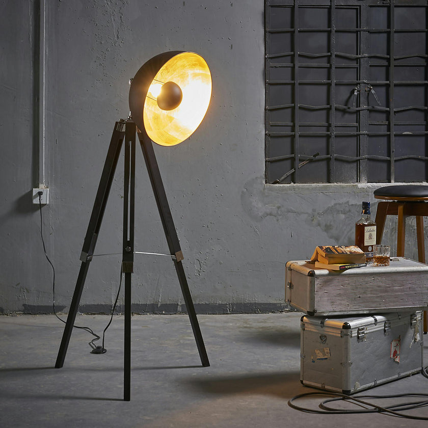 Fascino 63" Industrial Metal Tripod Floor Lamp with Dish Shade