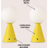 Macie 11.75" Modern Minimalist Globe Rechargeable/Cordless Dimmable Integrated LED Table Lamp with Touch Sensor Set 2