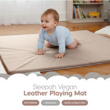 Baby Play Mat for Floor 50" x 50" – Waterproof Vegan Leather Tummy Time Mat – Easy to Clean with Removable Cover – Foam Support with Non-Slip