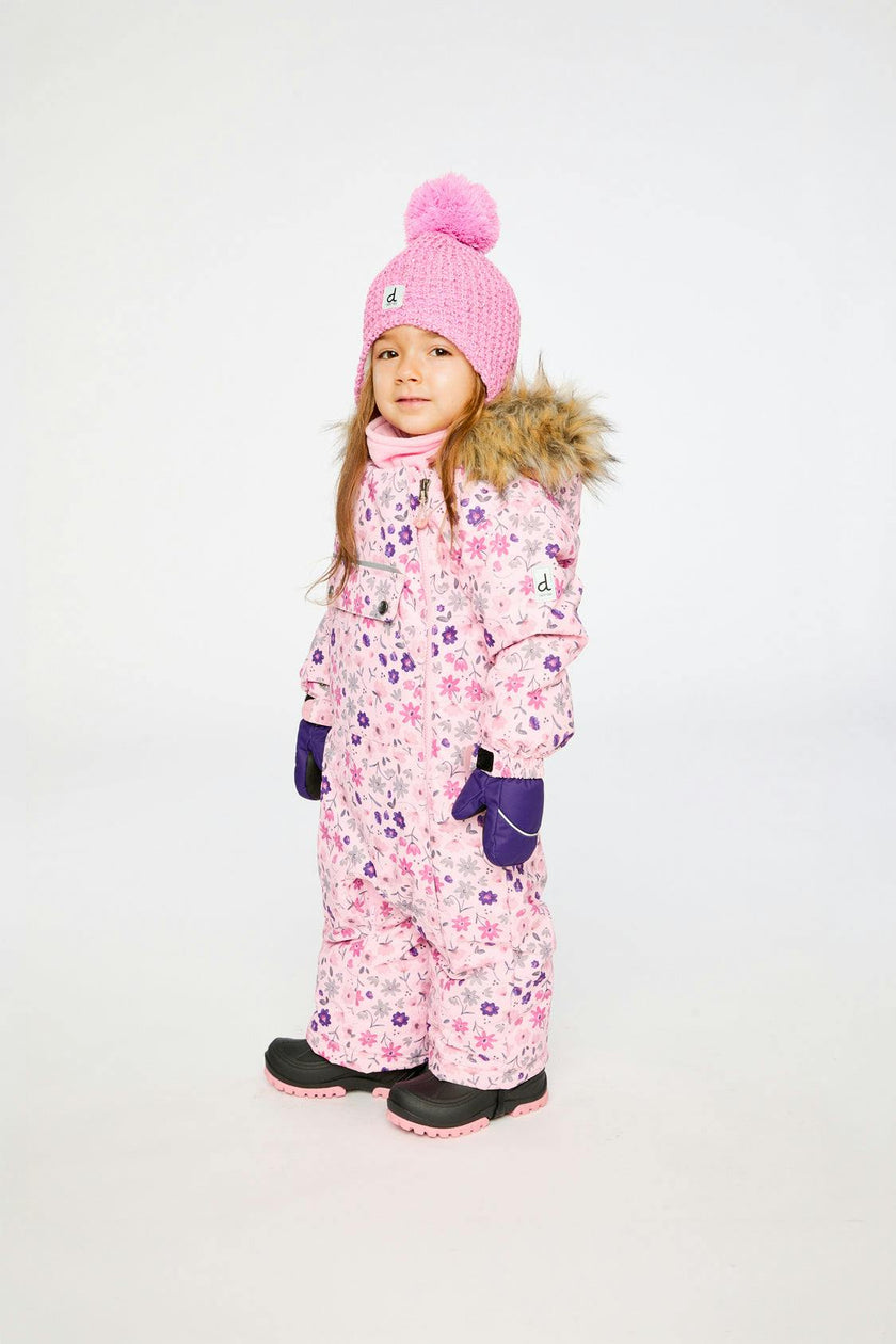 Baby One Piece Snowsuit Adapted For Car Seats Pink Mini Flower Print