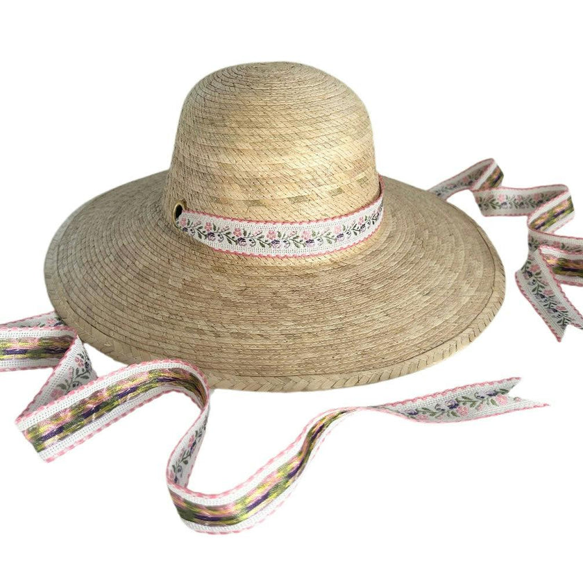 Buttercup Little Girl’s Hat - Vintage Sweet Pea Bouquet Ribbon