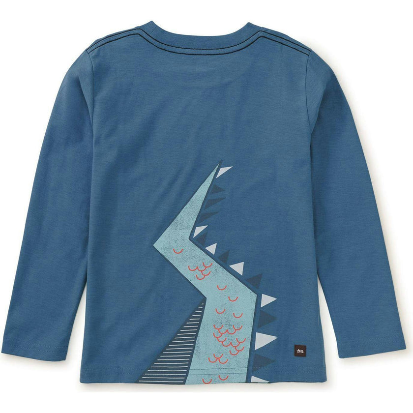 Double Sided Crew Neck Long Sleeve T-Shirt, Blue