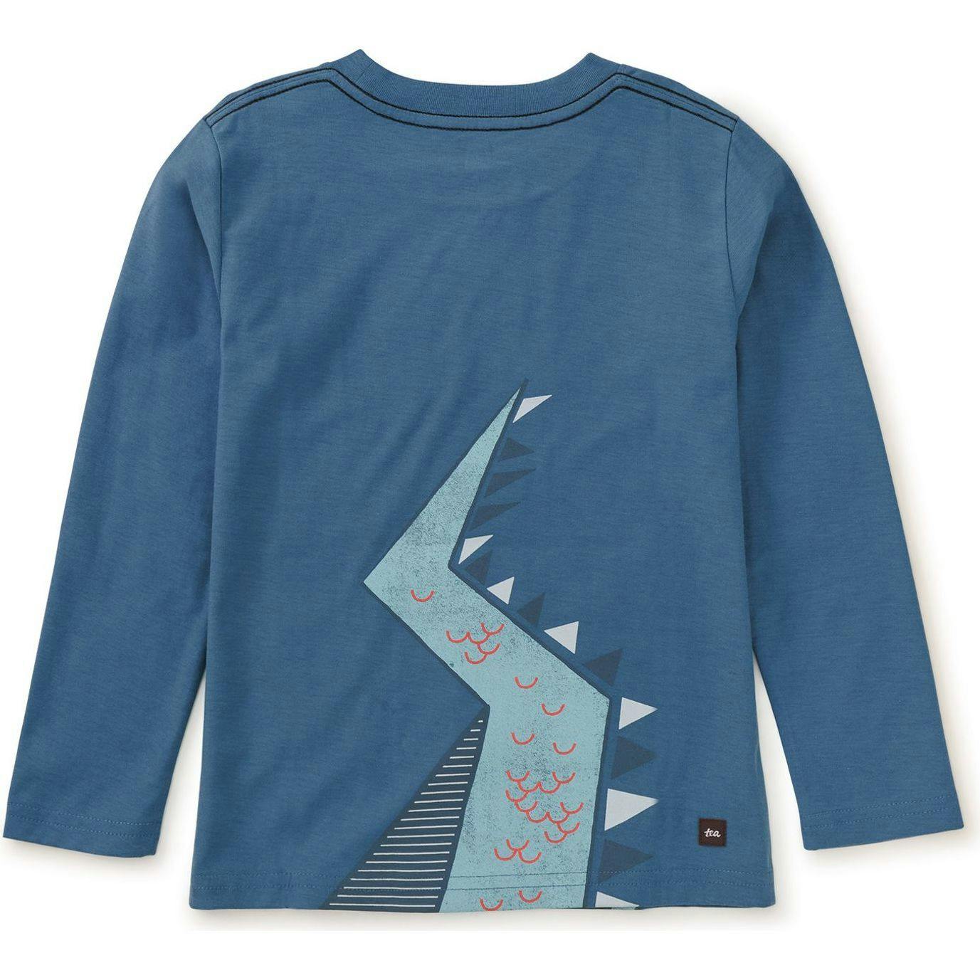 Double Sided Crew Neck Long Sleeve T-Shirt, Blue