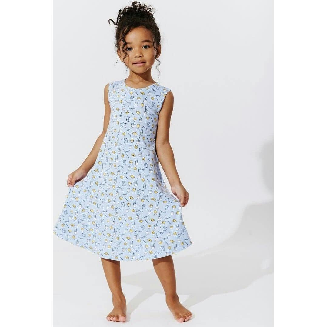 Milk & Cookies Blue Bamboo Girls' Sleeveless Dress