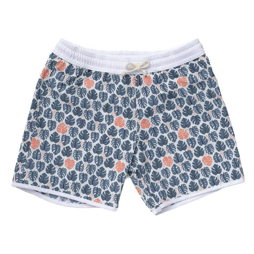 Swimshort Tommaso - Tropical Leaves Pebbles Print