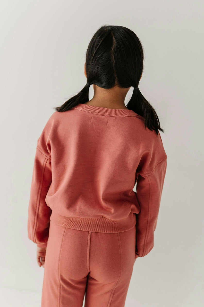 Girls Terry Crop Sweatshirt in Old Rose