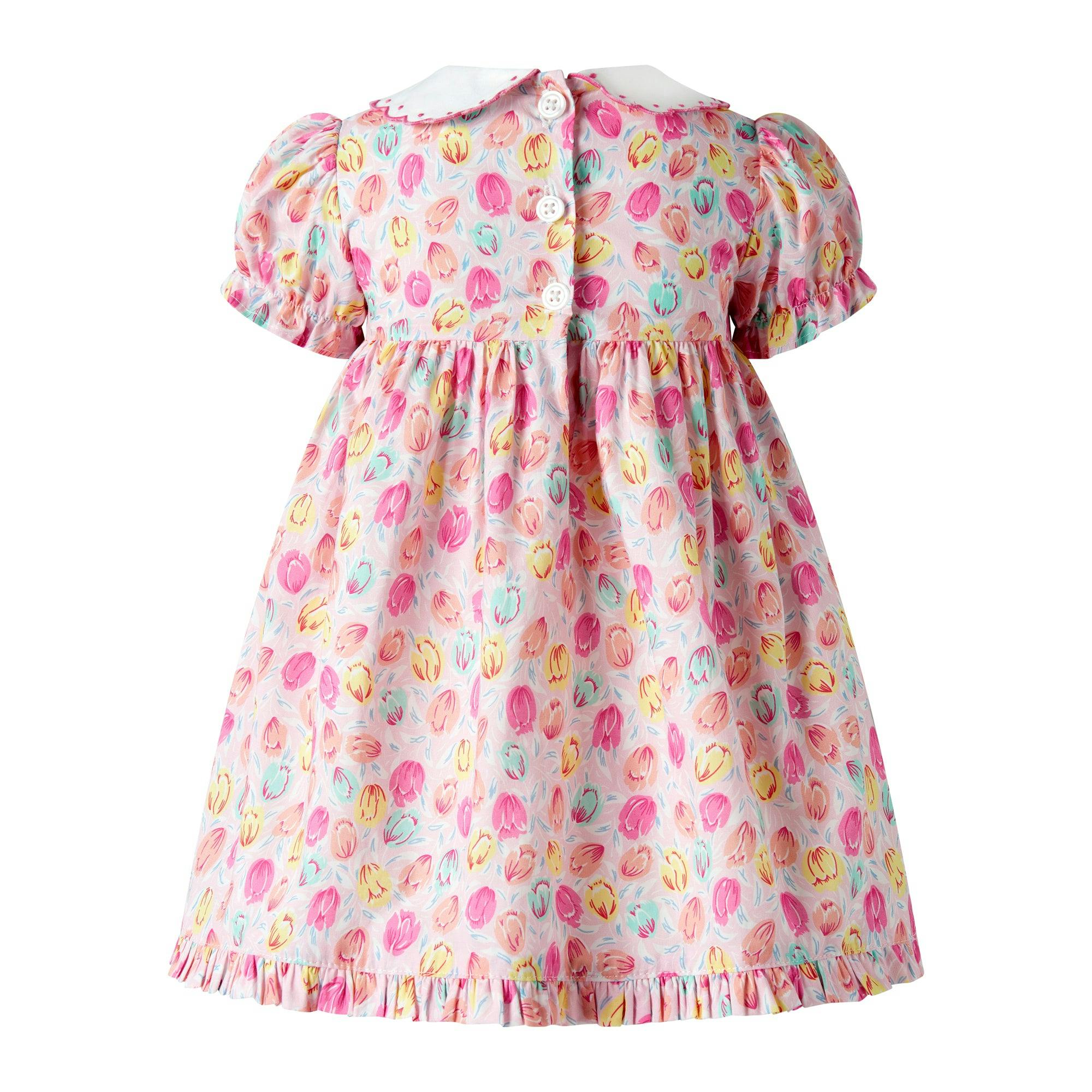 Pink Scalloped Collar Tulip Dress and Bloomers