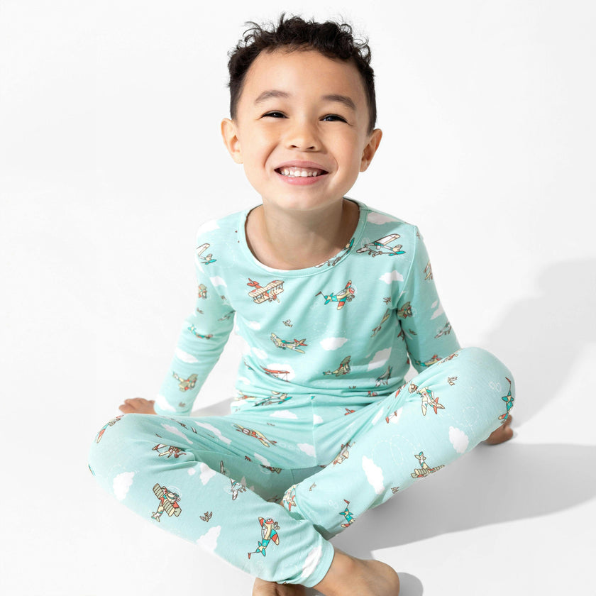 Vintage Airplanes Bamboo Kids Pajamas
