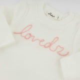 "loved" with Heart Pink Baby Rib 2pc Set