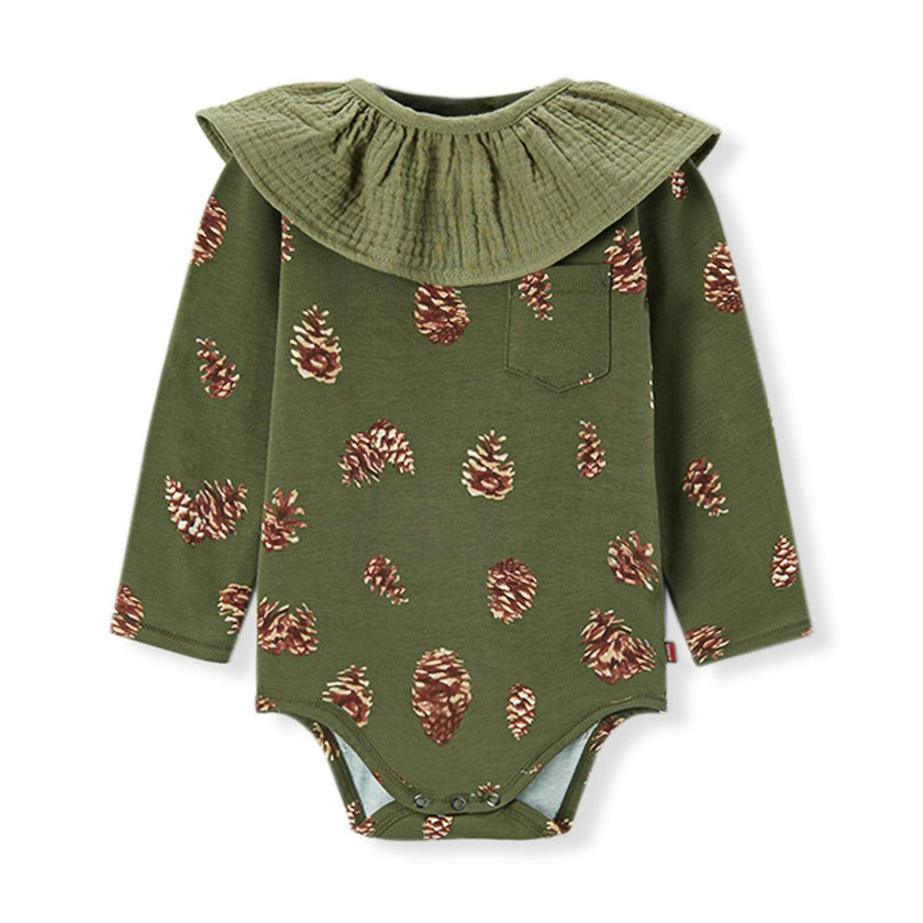 Pinecone Cotton Stretch Removable Collar Long Sleeve One piece