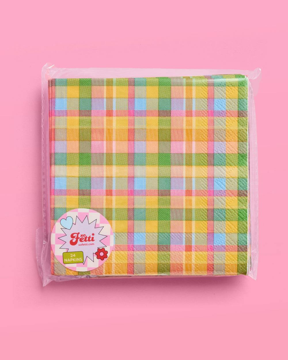 Summer Camp Napkins - 24 plaid paper napkins