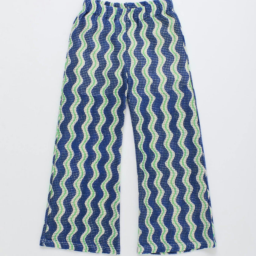 WAVY KNIT PANTS BLUE