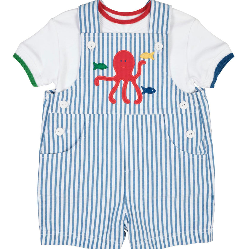Stripe Seersucker Shortall With