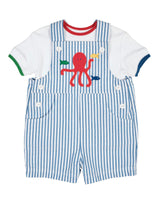 Stripe Seersucker Shortall With
