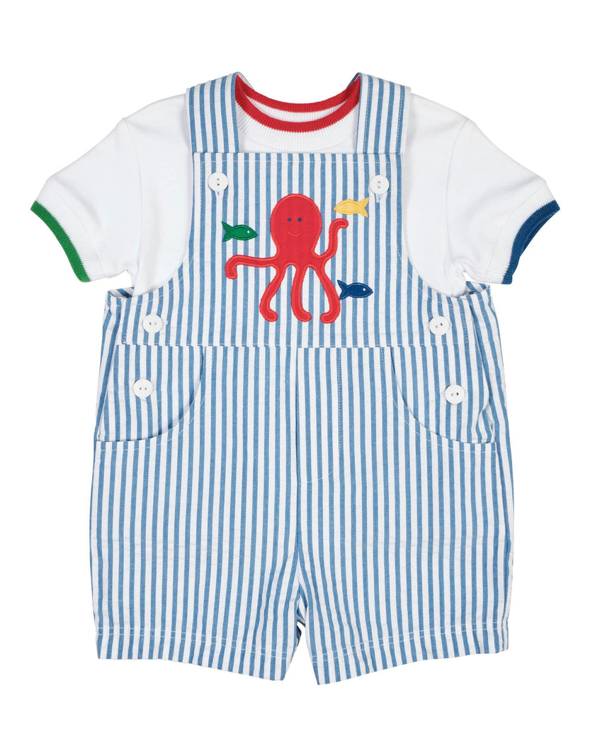Stripe Seersucker Shortall With