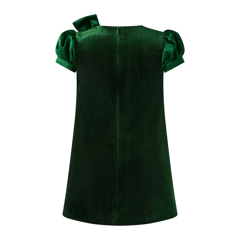 Satin Bow Velvet Dress