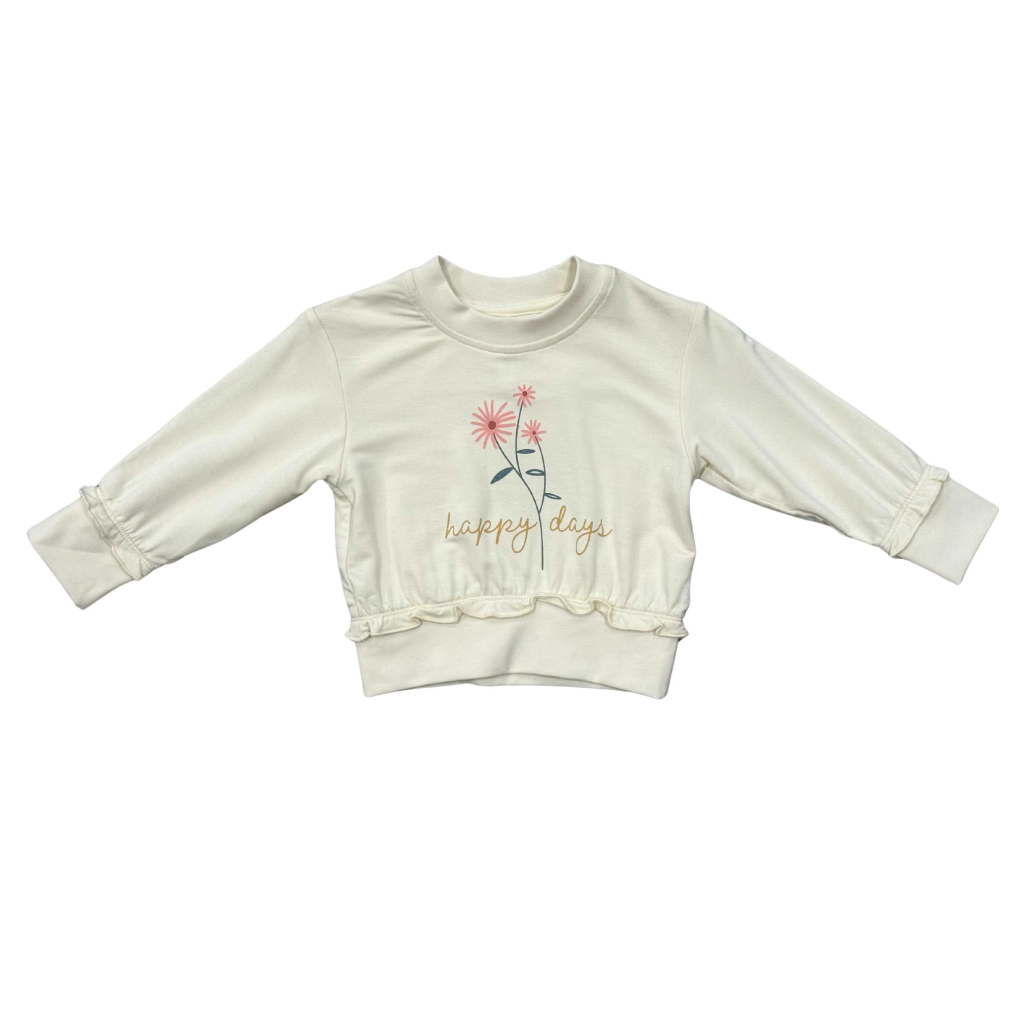 Girls Ruffle Hem Sweatshirt in Happy Days