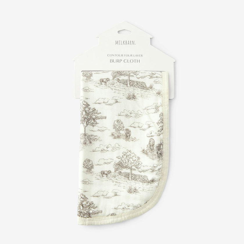 Country Toile Contour Four Layer Burp Cloth