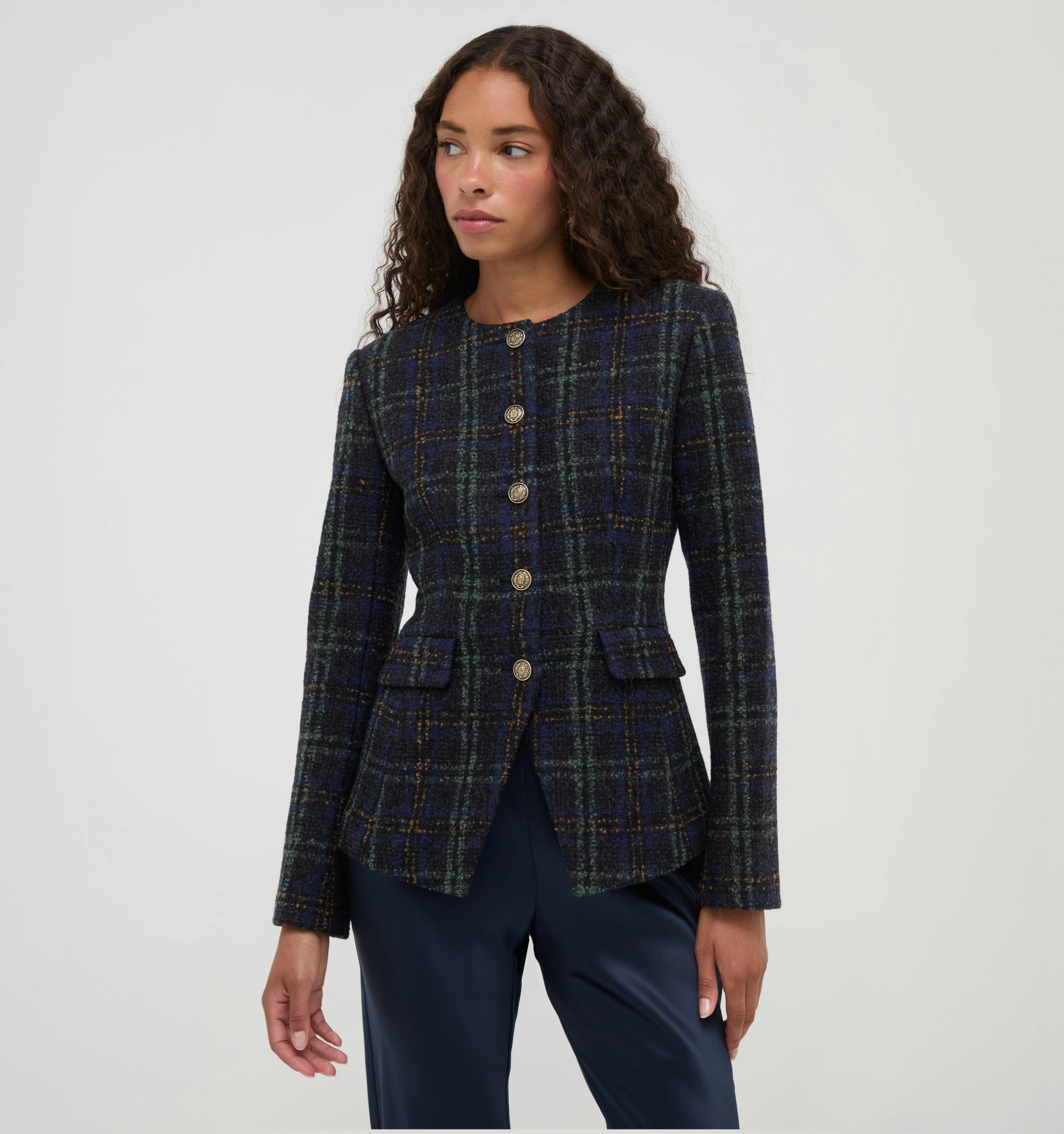The Warby Coat -  Navy Tartan