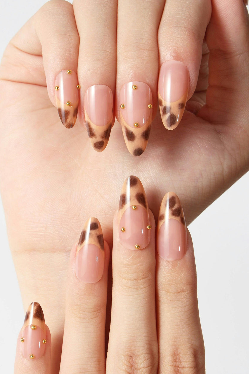 French Leopard  - French Tip Press On Nails