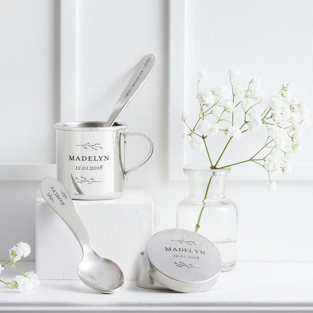 Personalized Heirloom Baby Cup - Botanic
