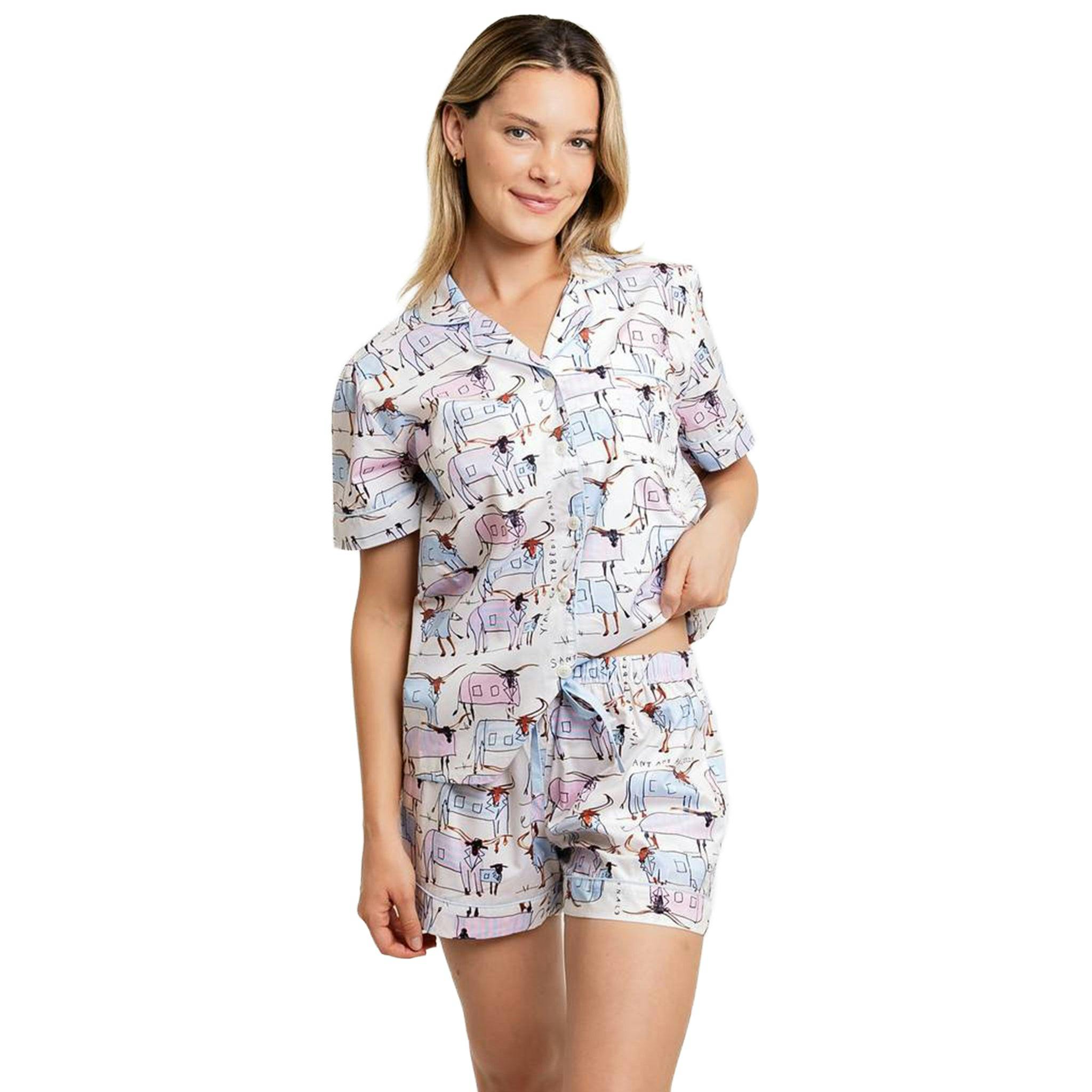 Women's Drawbertson Longhorns Short PJ Set - Organic Cotton Poplin