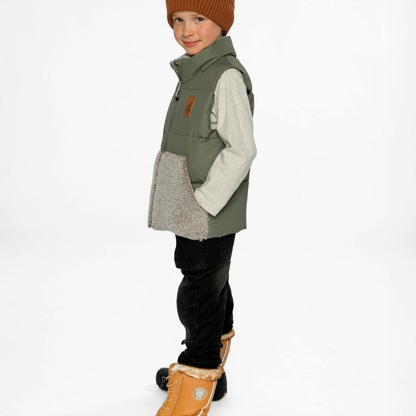 Sleeveless Mid-Season Vest Olive Green