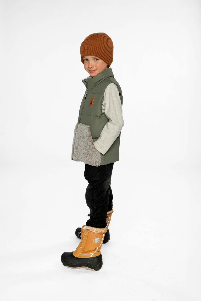 Sleeveless Mid-Season Vest Olive Green