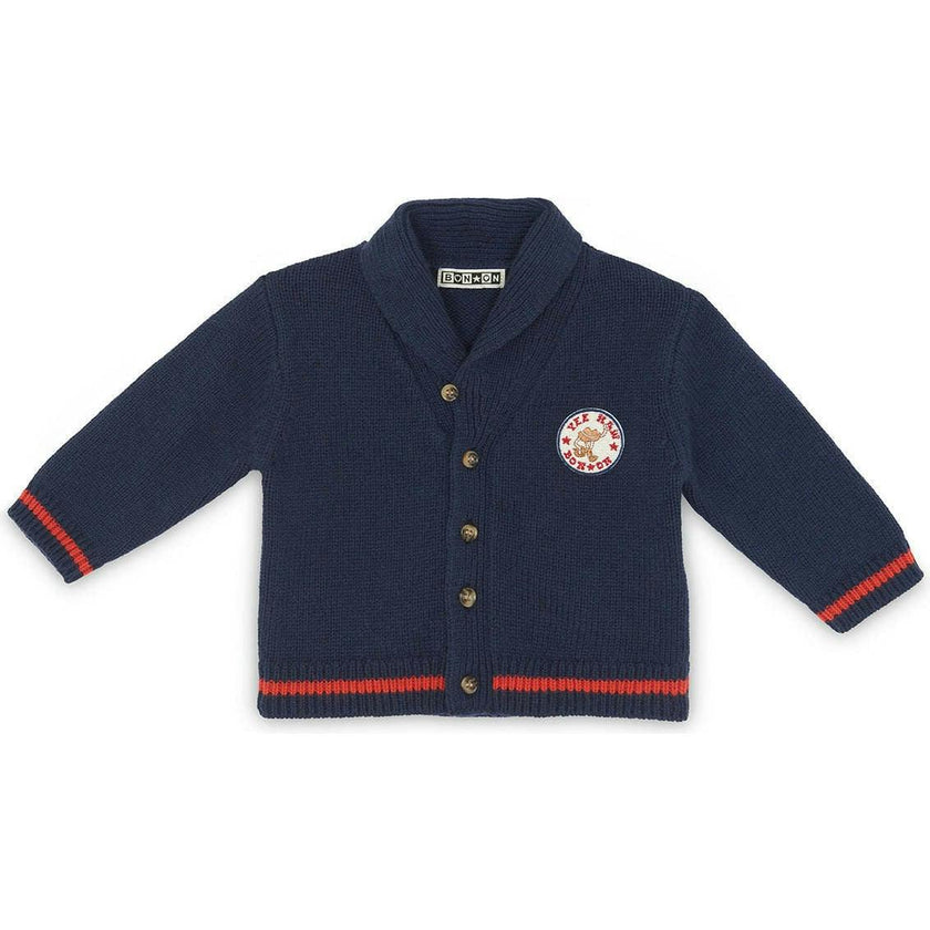 BONTON Hubert Collared Baby Cardigan - Bleu Brut