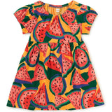 Puff Sleeve Empire Dress, Orange