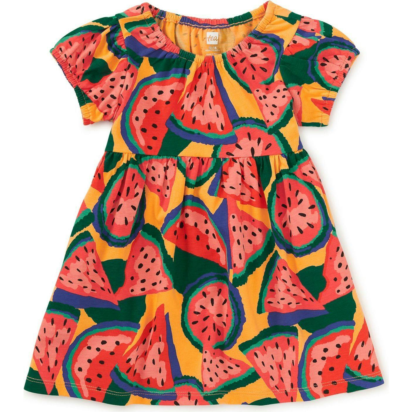 Puff Sleeve Empire Dress, Orange