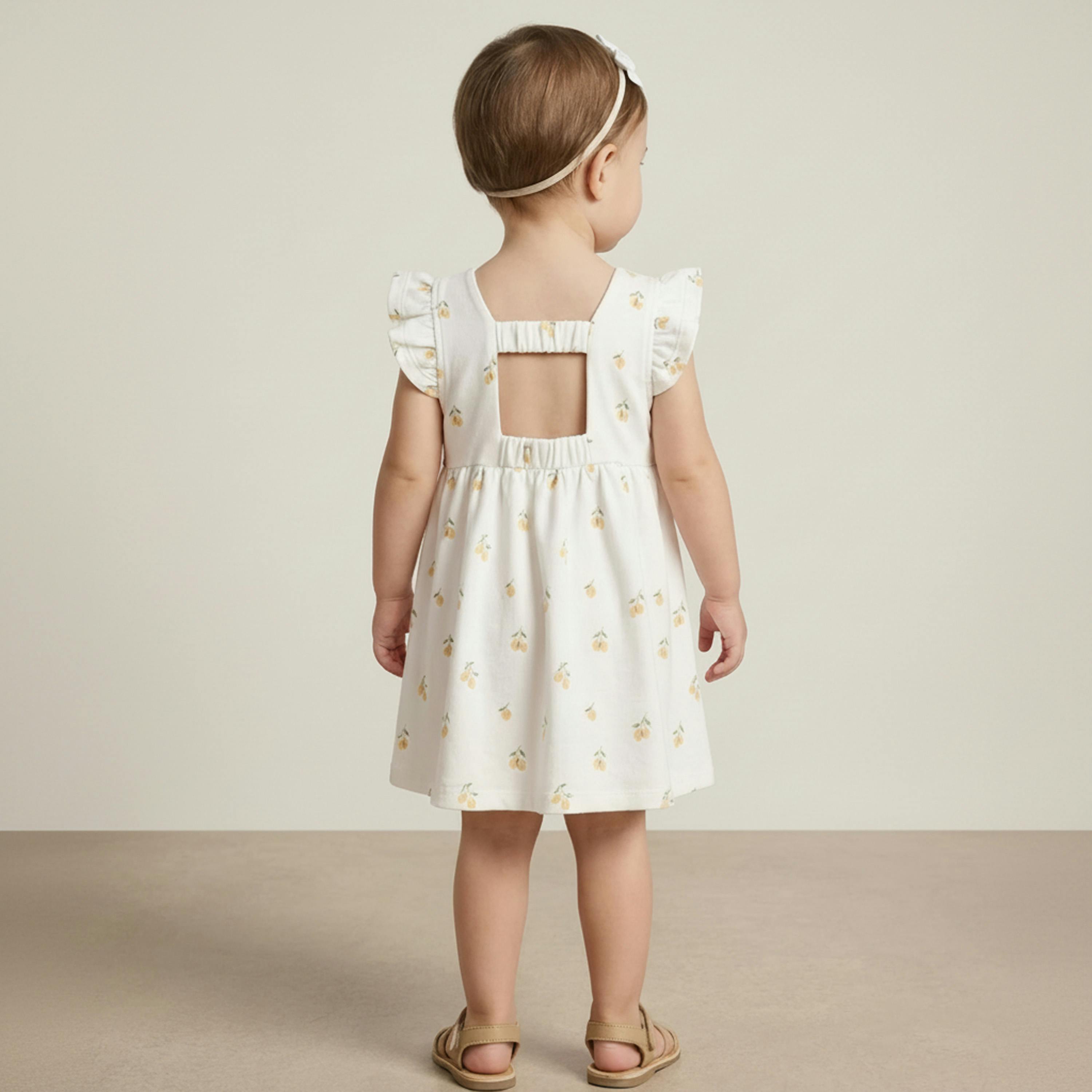 Organic Cutout Back Dress - Lemons
