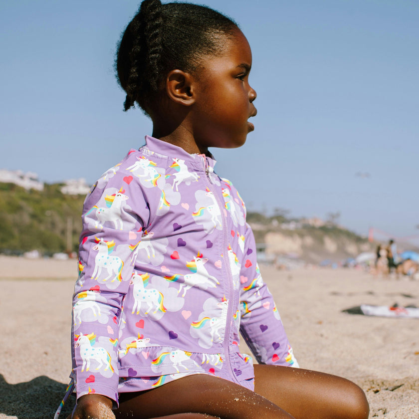 Raya UPF 50+ Ruffled Zip Up Sun Protection Jacket, Unicorn