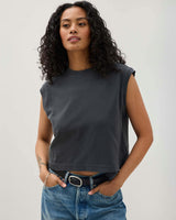 Womens Relaxed Muscle Tee - Pigment Dye Jersey - Stretch Limo