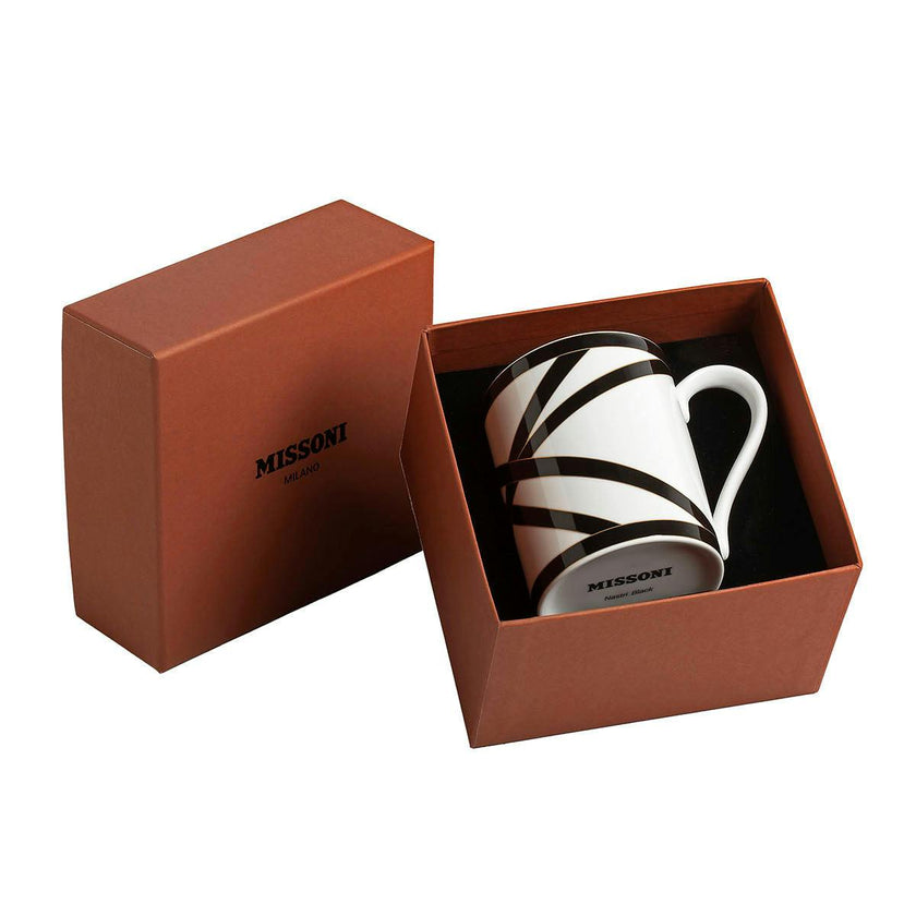 Mug Cup NASTRI in Luxury Box Black diam. 3", H 3.9", cap. 12.5 oz