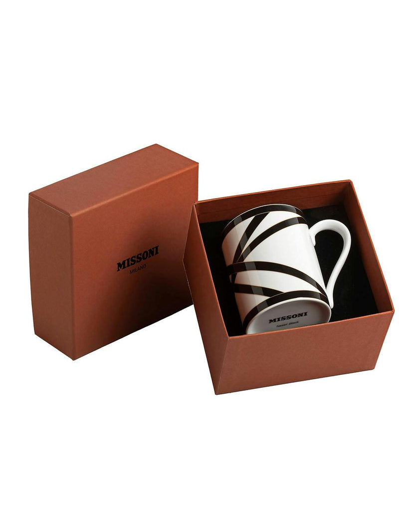 Mug Cup NASTRI in Luxury Box Black diam. 3", H 3.9", cap. 12.5 oz