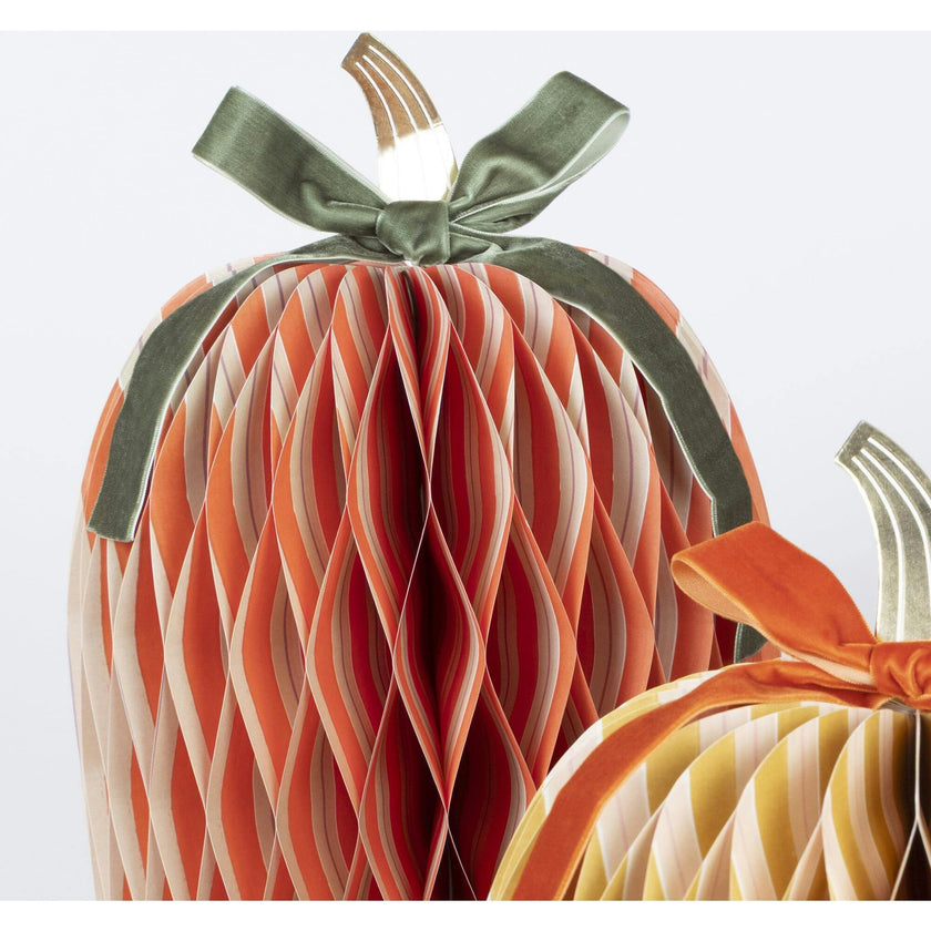 Fall Stripe Paper Honeycomb Pumpkins