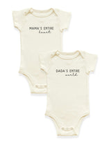 2 Pack - Mama's Entire Heart + Dada's Entire World Organic Cotton Baby Bodysuits