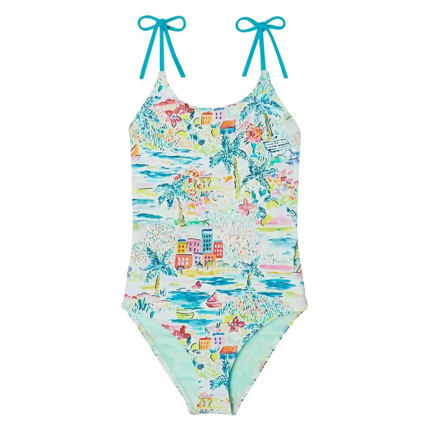 Girls' one-piece swimsuit, aqua | GIGI 1P
