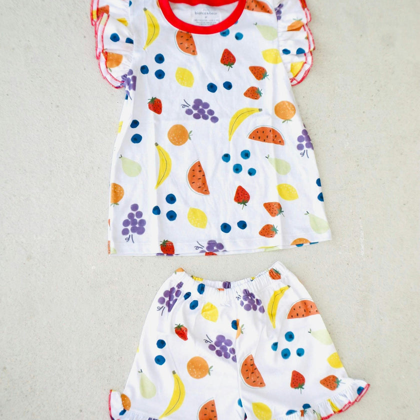 vitamin c coral ruffle short set