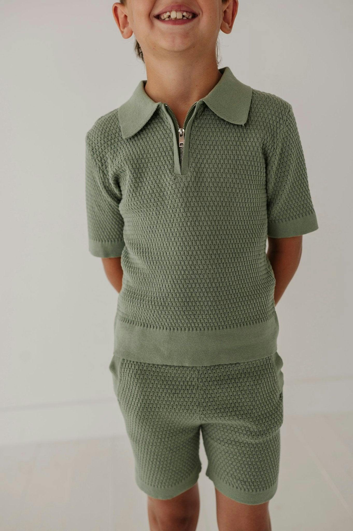 Boys Sweater Top in Aloe