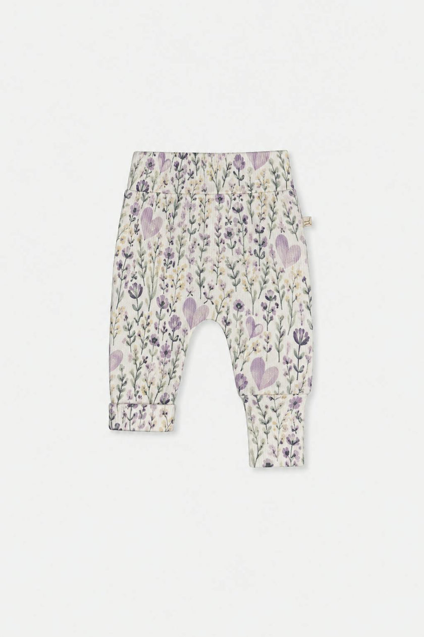 Two Pack Organic Cotton Evolutive Pants Purple Floral Print