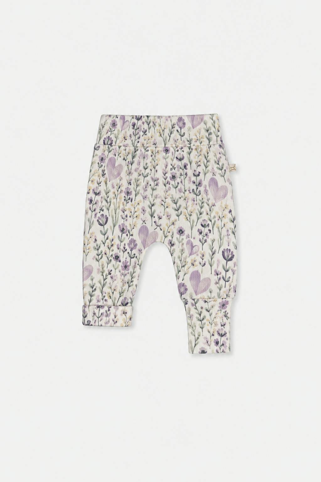 Two Pack Organic Cotton Evolutive Pants Purple Floral Print
