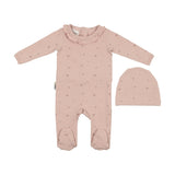 Floral Ruffle Footie and Beanie Set