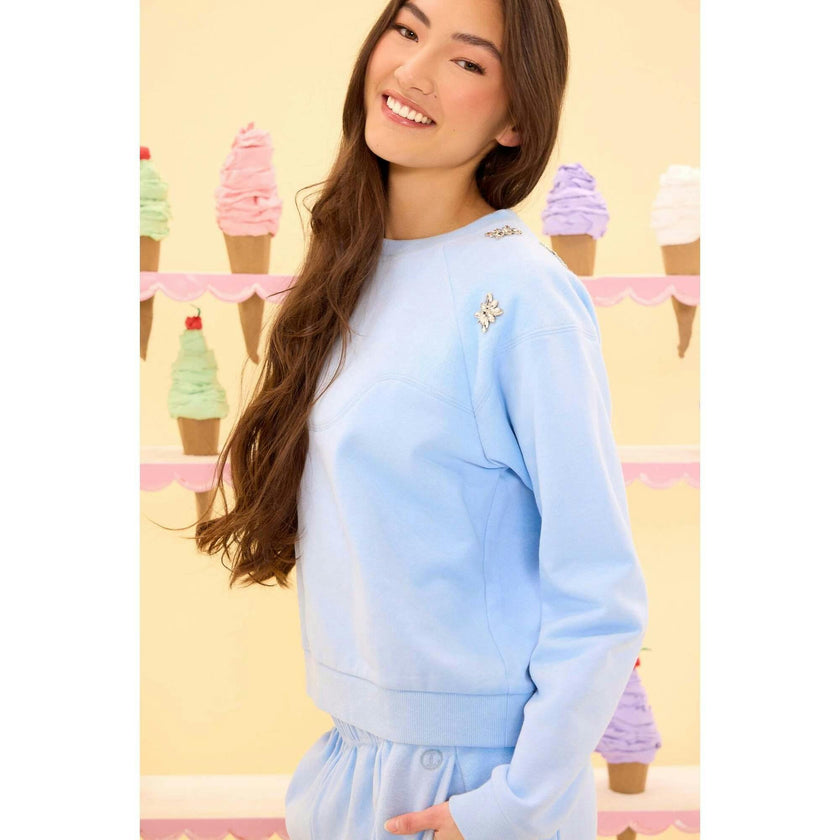 Casey Crewneck Sweatshirt in Light Blue