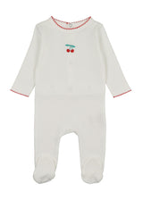 Pointelle Cherry Footie, Ivory